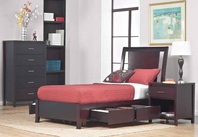 Nevis California King-size Low Profile Storage Bed in Espresso