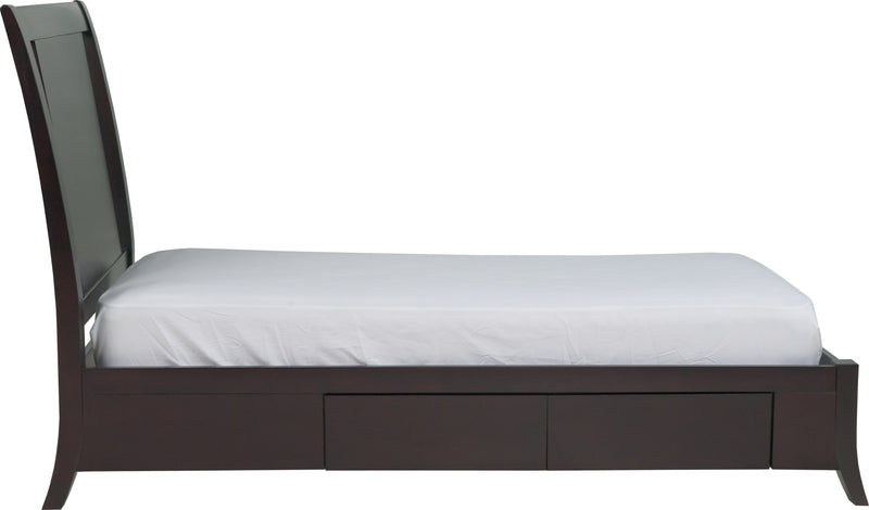 Nevis Queen-size Low Profile Storage Bed in Espresso