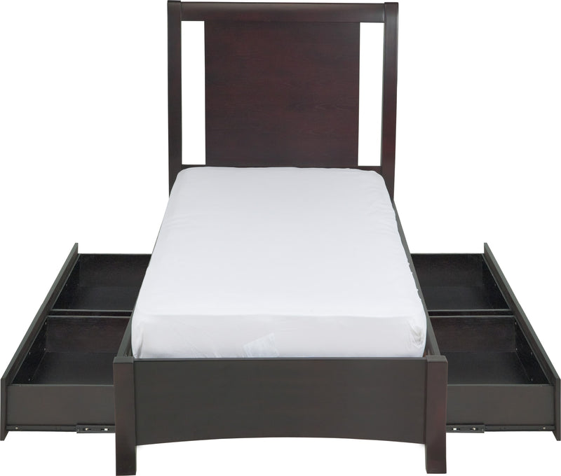 Nevis Twin-size Low Profile Storage Bed in Espresso