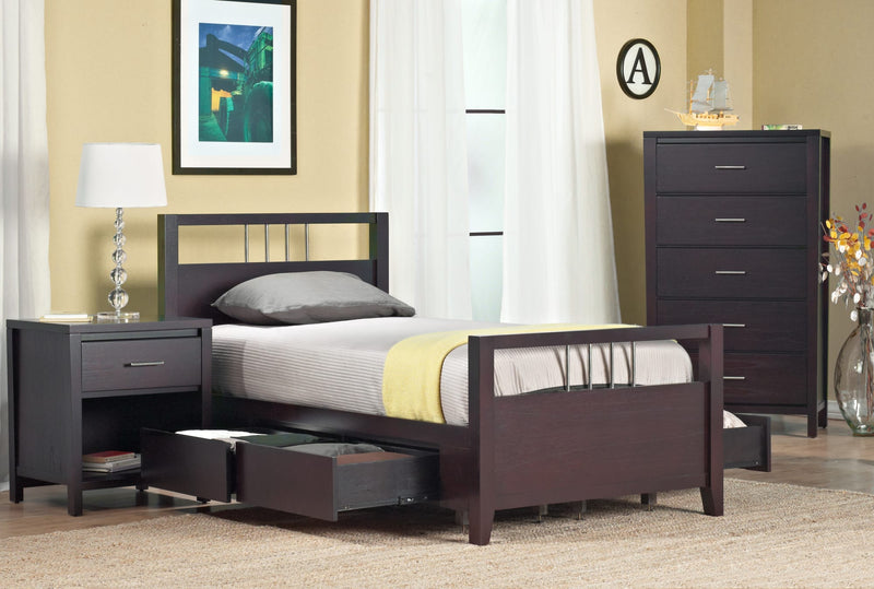 Nevis Twin-size Platform Storage Bed in Espresso