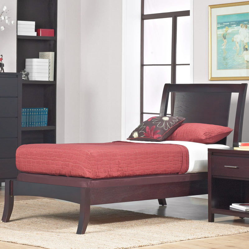 Nevis Twin Size Low Profile Sleigh Bed in Espresso