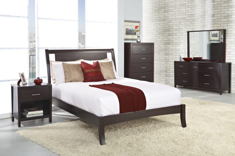 Nevis King Size Low Profile Sleigh Bed in Espresso
