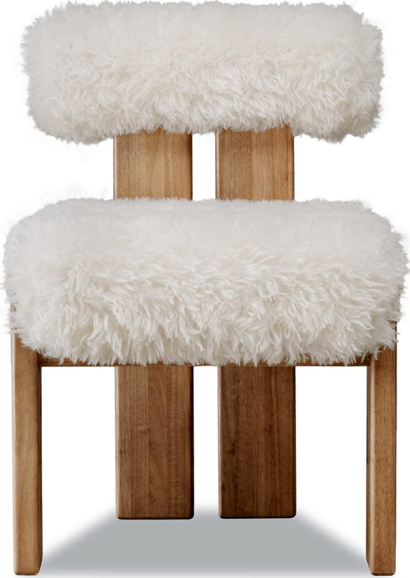 Nia Dining Accent Chair in Sheepskin and Lioness