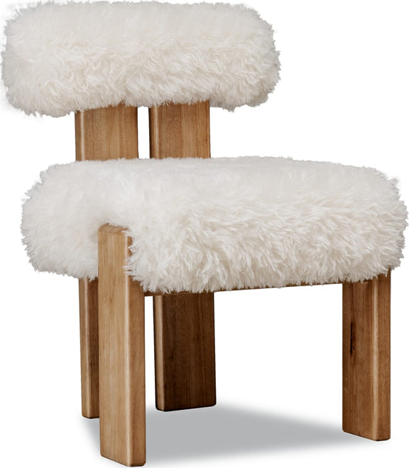 Nia Dining Accent Chair in Sheepskin and Lioness