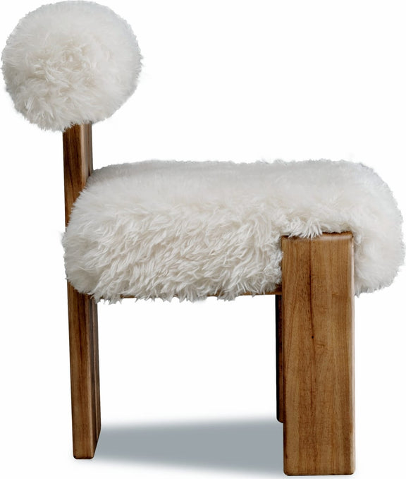 Nia Dining Accent Chair in Sheepskin and Lioness