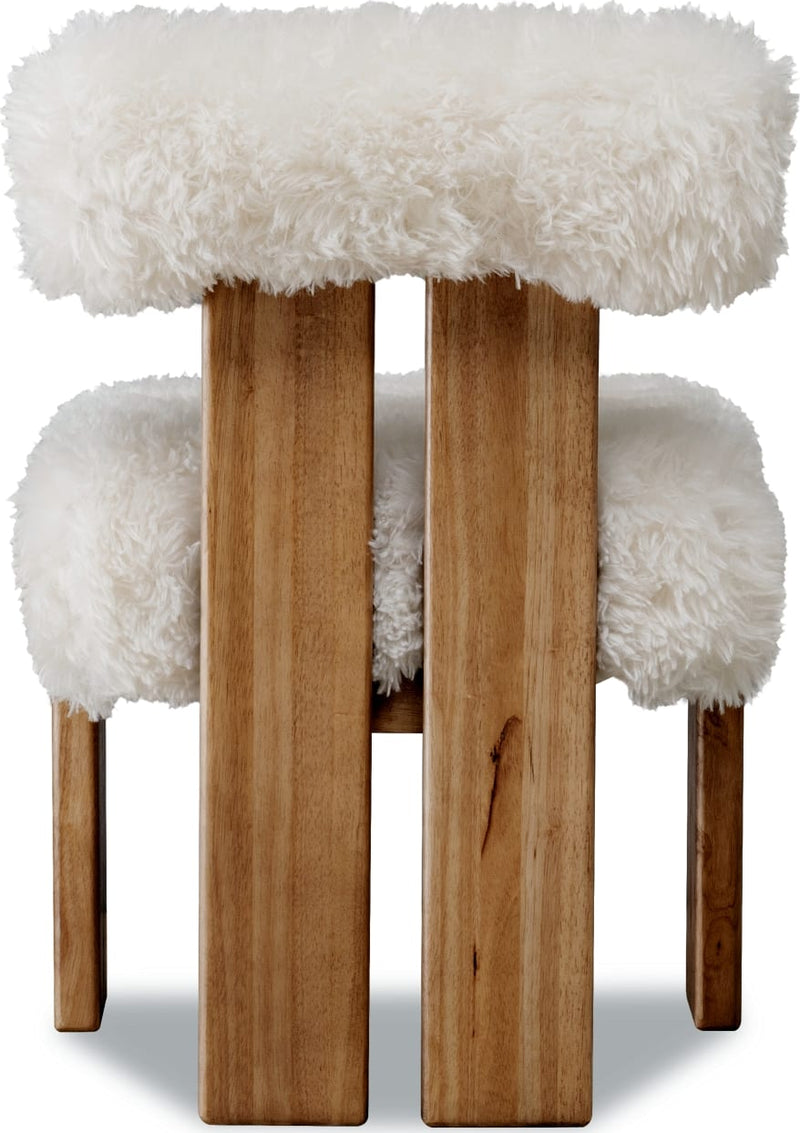 Nia Dining Accent Chair in Sheepskin and Lioness