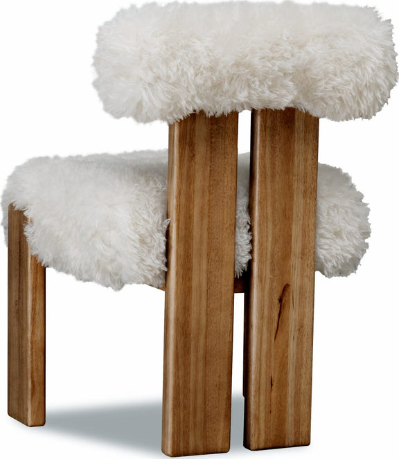 Nia Dining Accent Chair in Sheepskin and Lioness