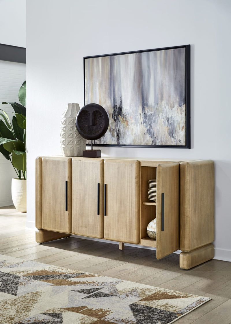 Nia Four Door Acacia Wood Sideboard in Lioness
