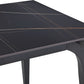 Nicoya Stone Top Rectangular Dining Table in Black Stone and Black Metal