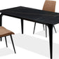 Nicoya Stone Top Rectangular Dining Table in Black Stone and Black Metal