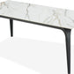 Nicoya Stone Top Rectangular Dining Table in Pumpkin Spice Stone and Black Metal