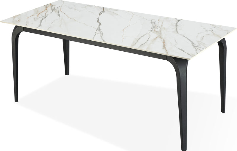 Nicoya Stone Top Rectangular Dining Table in Pumpkin Spice Stone and Black Metal