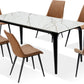 Nicoya Stone Top Rectangular Dining Table in Pumpkin Spice Stone and Black Metal