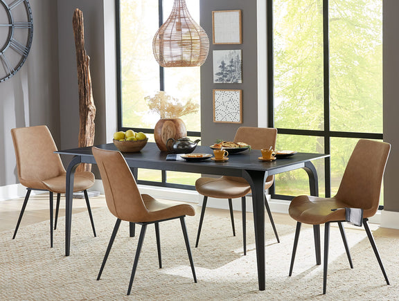 Nicoya Upholstered Dining Chair in Buckskin Synthetic Leather and Black