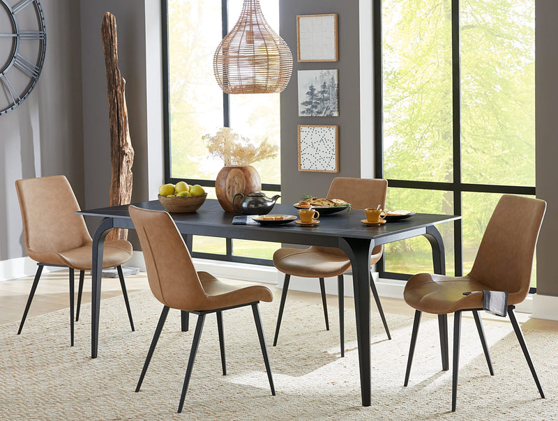 Nicoya Upholstered Dining Chair in Buckskin Synthetic Leather and Black
