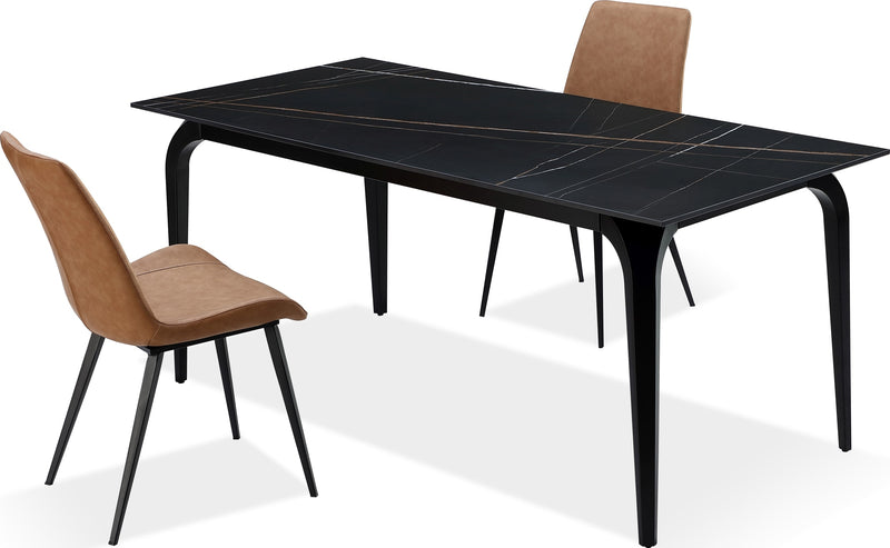 Nicoya Upholstered Dining Chair in Buckskin Synthetic Leather and Black
