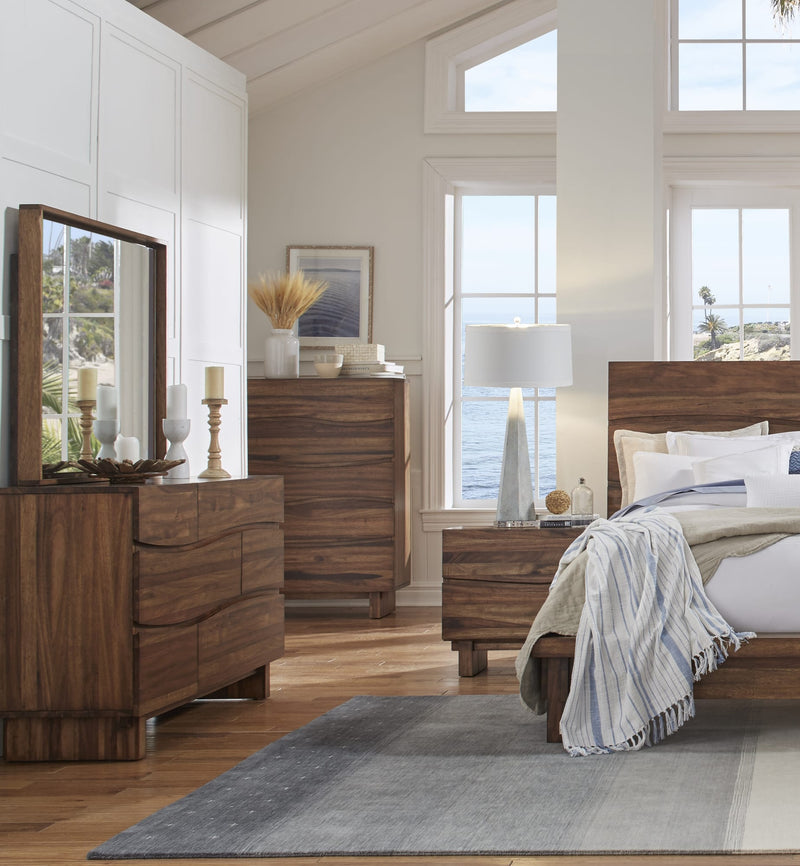 Ocean Five Drawer Solid Wood Chest in Natural Sengon (2024)