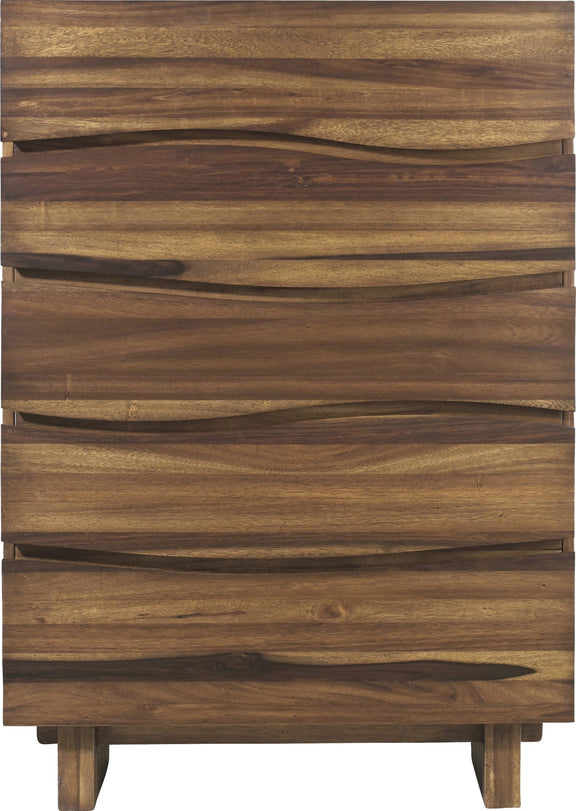 Ocean Five Drawer Solid Wood Chest in Natural Sengon (2024)