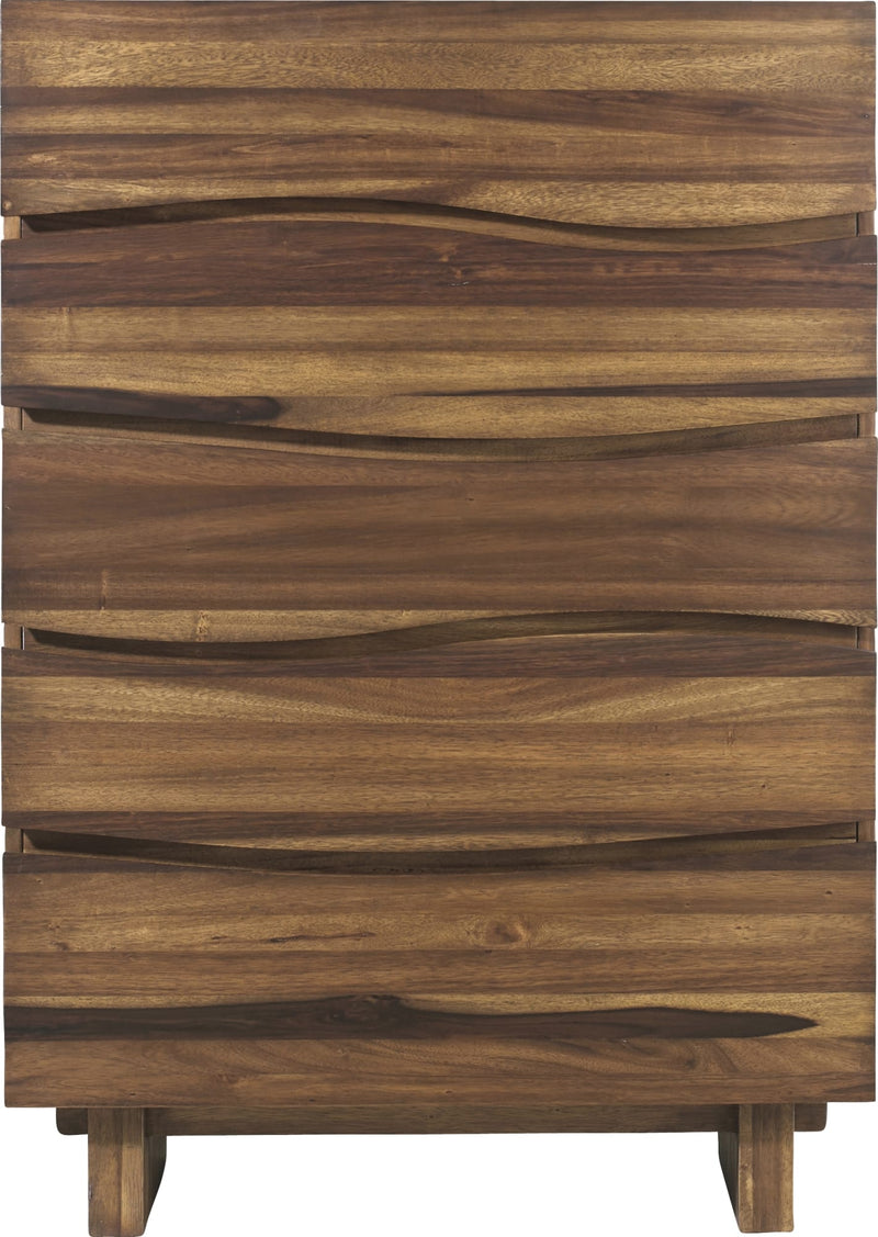 Ocean Five Drawer Solid Wood Chest in Natural Sengon (2024)