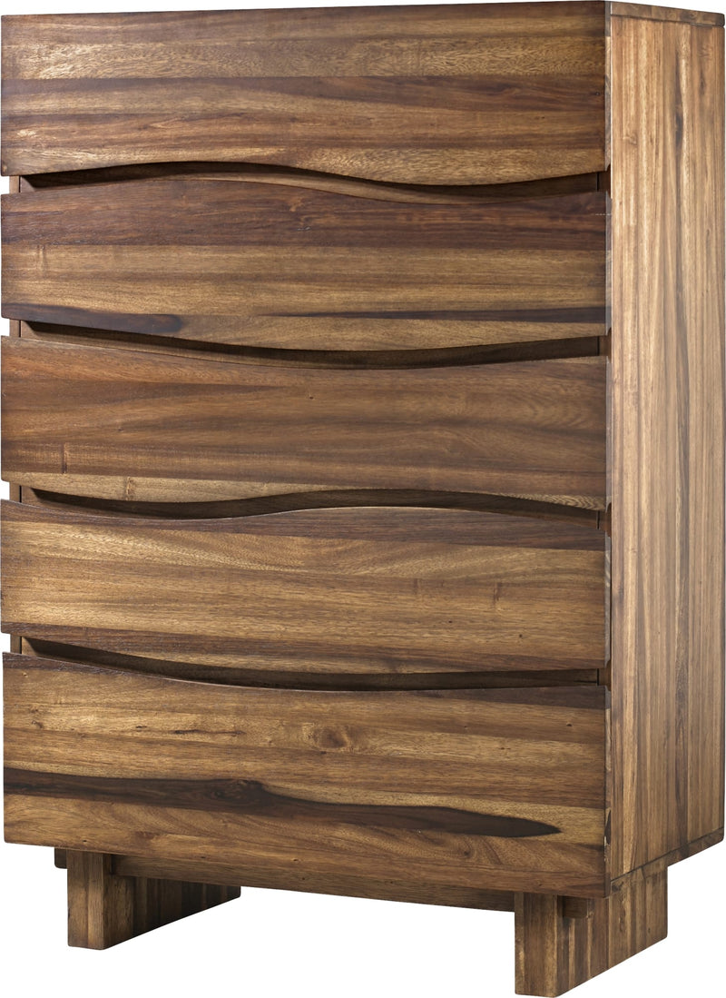 Ocean Five Drawer Solid Wood Chest in Natural Sengon (2024)