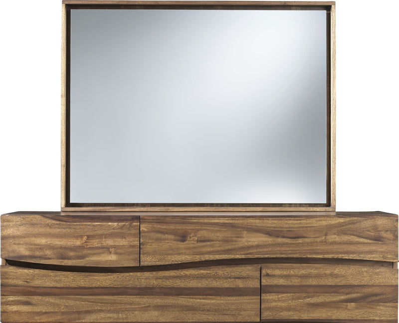 Ocean Solid Wood Floating Glass Mirror in Natural Sengon
