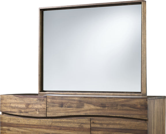 Ocean Solid Wood Floating Glass Mirror in Natural Sengon