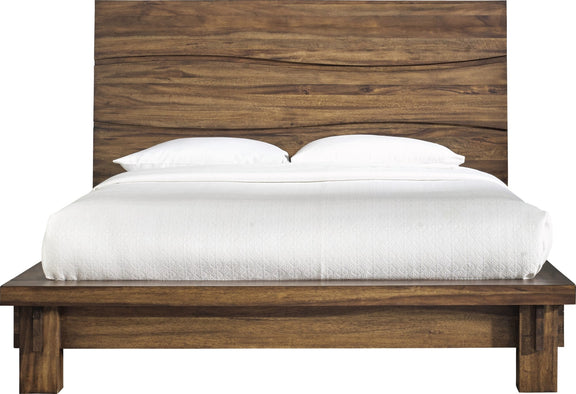 Ocean Full-size Solid Wood Platform Bed in Natural Sengon
