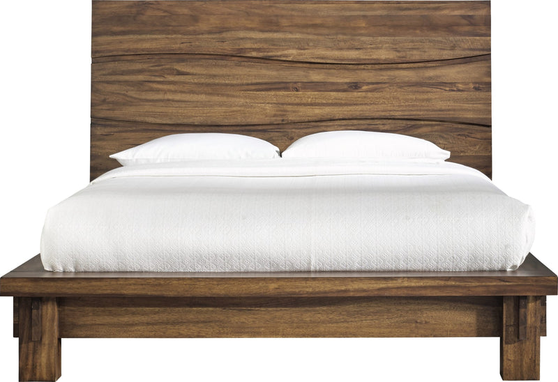 Ocean Queen-size Solid Wood Platform Bed in Natural Sengon