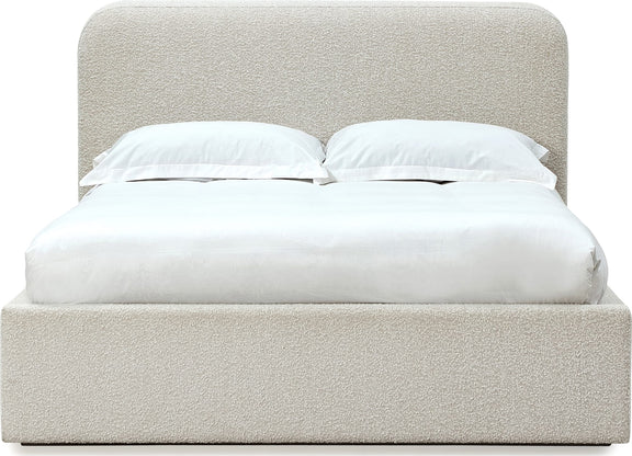 Off-White Upholstered Platform Bed in Ricotta Boucle (2026)