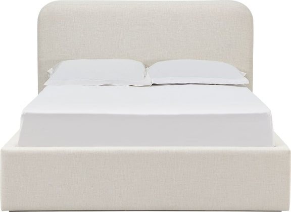Off-White Upholstered Platform Bed in Whipped Honey Linen (2026)