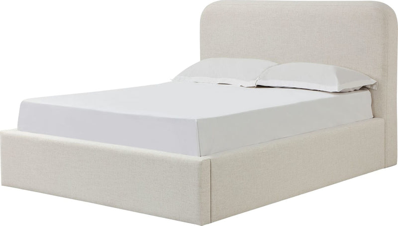 Off-White Upholstered Platform Bed in Whipped Honey Linen (2026)