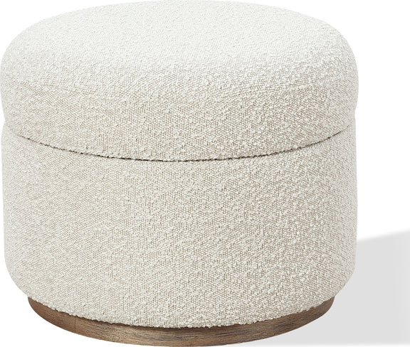Off-White Upholstered Storage Ottoman in Ricotta Boucle (2026)