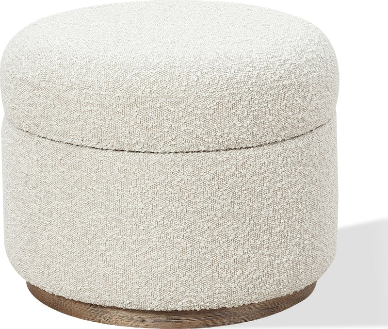 Off-White Upholstered Storage Ottoman in Ricotta Boucle (2026)