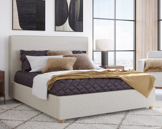Olivia King-Size Upholstered Platform Bed in Ivory (2026)