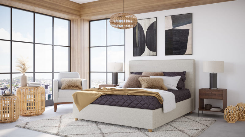 Olivia King-Size Upholstered Platform Bed in Ivory (2026)