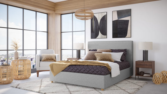 Olivia Queen-Size Upholstered Platform Bed in Pewter (2026)