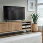 One Coastal Modern 74 inch TV Console in Brushed Stainless Steel and Bisque
