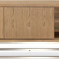 One Coastal Modern 74 inch TV Console in Brushed Stainless Steel and Bisque