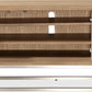 One Coastal Modern 74 inch TV Console in Brushed Stainless Steel and Bisque