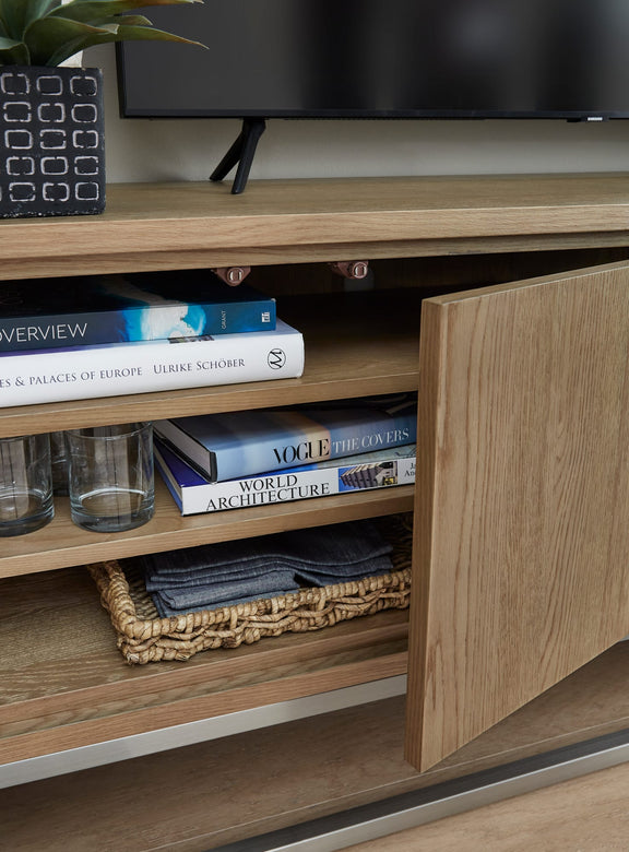 One Coastal Modern 84 inch TV Console in Bisque