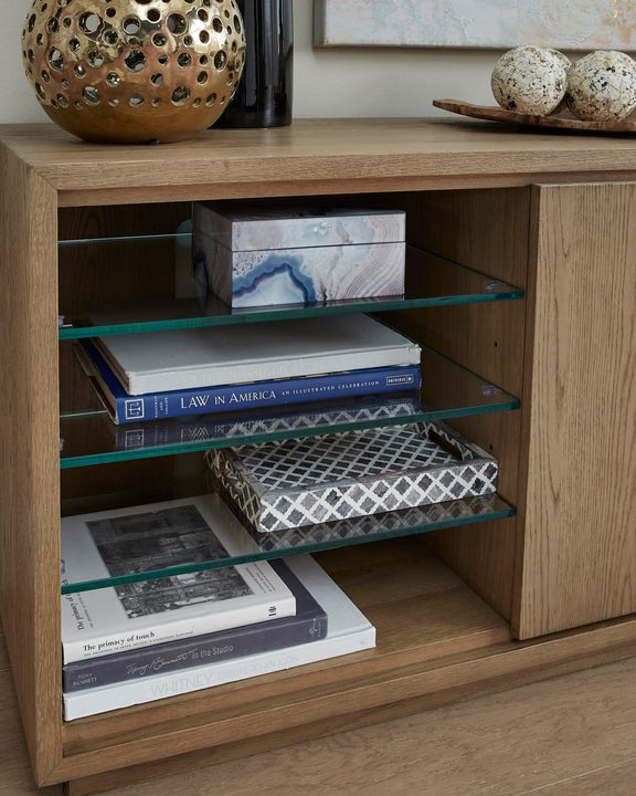 One Coastal Modern 84 inch TV Console in Bisque