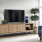 One Coastal Modern 84 inch TV Console in Brushed Stainless Steel and Bisque