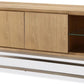 One Coastal Modern 84 inch TV Console in Brushed Stainless Steel and Bisque