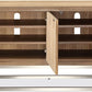 One Coastal Modern 84 inch TV Console in Brushed Stainless Steel and Bisque