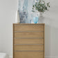 One Coastal Modern Five Drawer Chest in Bisque