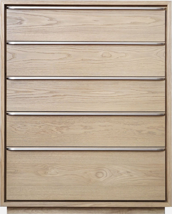 One Coastal Modern Five Drawer Chest in Bisque