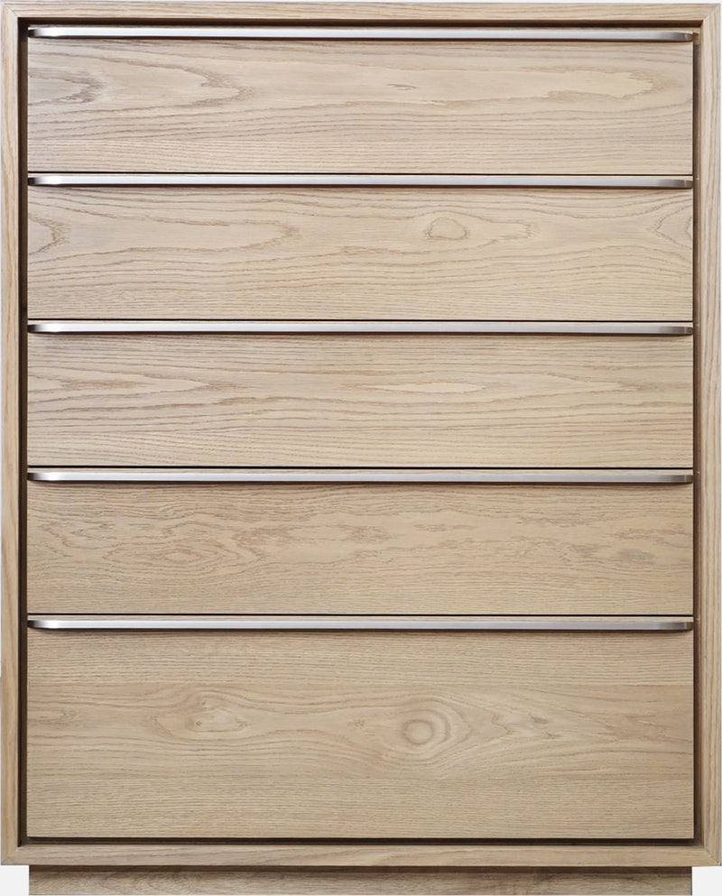 One Coastal Modern Five Drawer Chest in Bisque