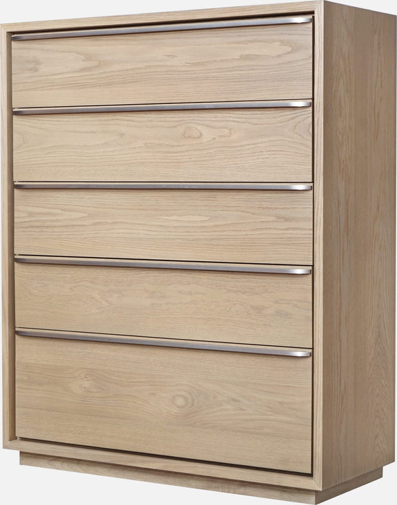 One Coastal Modern Five Drawer Chest in Bisque