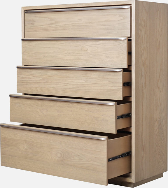One Coastal Modern Five Drawer Chest in Bisque