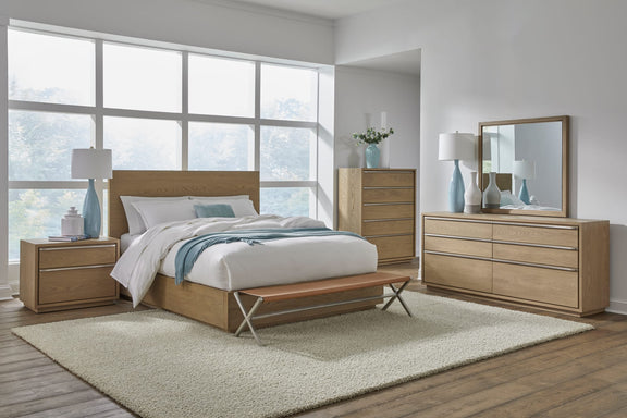 One Coastal Modern Five Drawer Chest in Bisque
